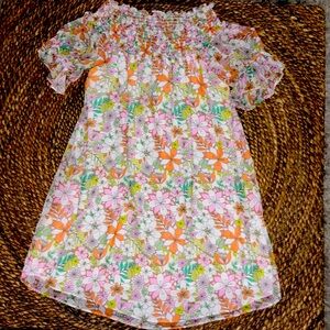 CeCe Floral Smocked Off-Shoulder Dress